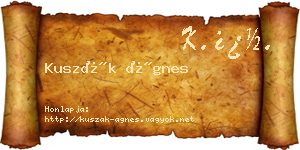 Kuszák Ágnes névjegykártya